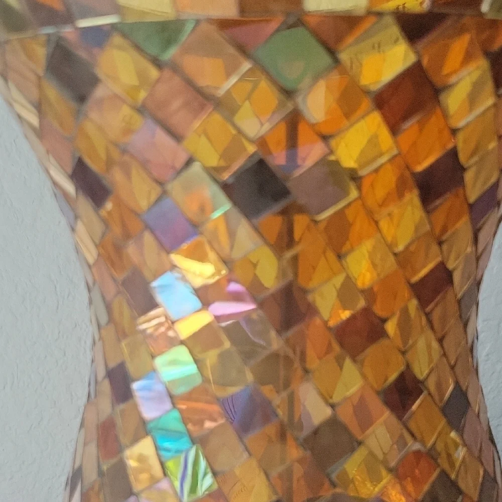 PARTYLITE Global Fusion 12" Hurricane Mosaic Stained Glass Candle Holder - Picture 7 of 12